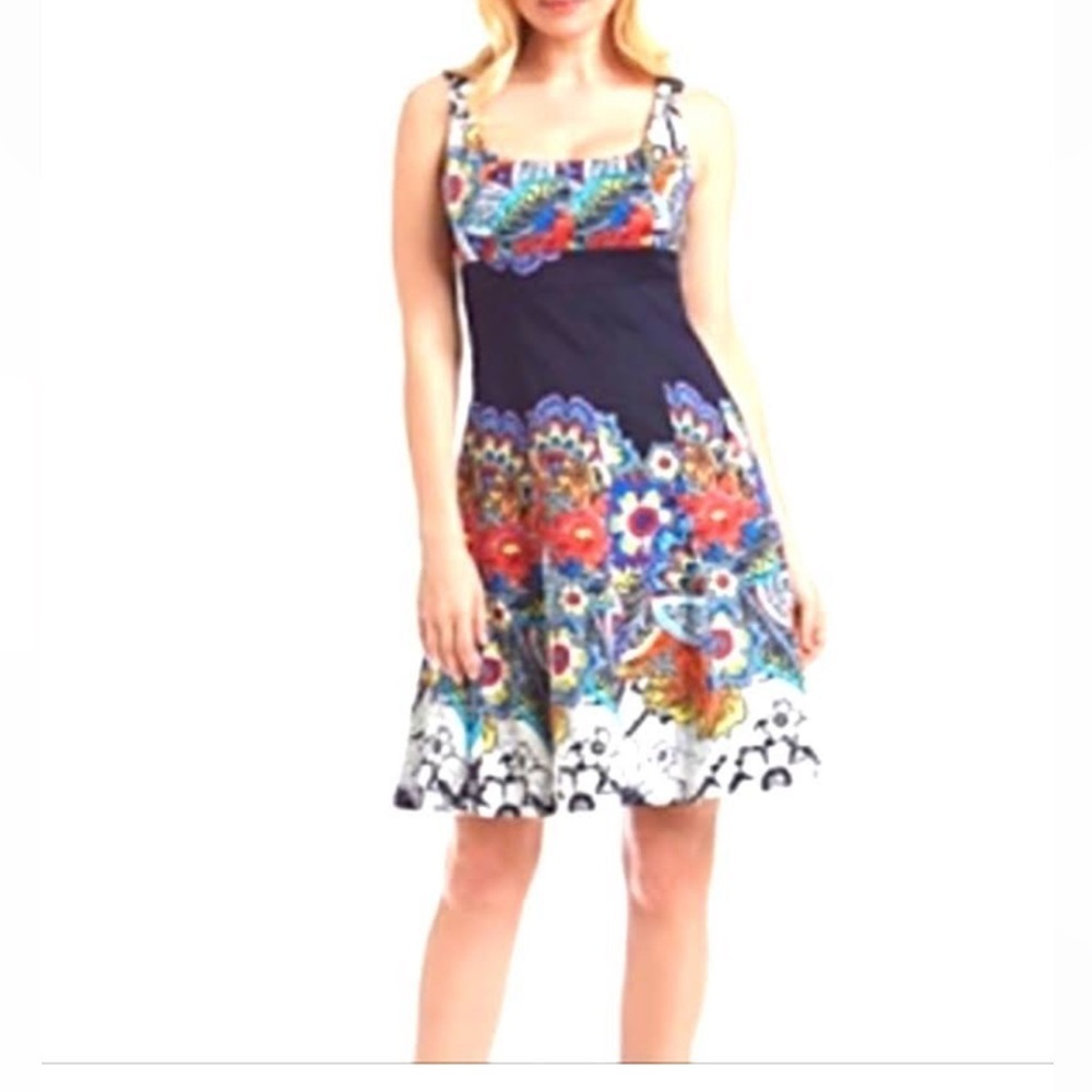Nine West Women Sleeveless Floral Flare Skirt Dress Size 10